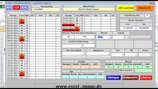 Personalverwaltung mit Excel Zeit erfassen berechnen auswertenavi [upl. by Tomi]