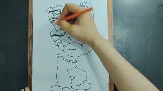 Popeye Drawing Tutorial  easyway to draw Popeye  Popeye drawing for kids [upl. by Ritz]