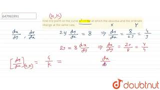 Find the point on the curve y28x at which the abscissa and the ordinate change at the same rat [upl. by Aik388]