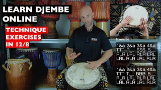 Djembe Technique Exercises in 128  Learn Djembe Online [upl. by Anirtap241]