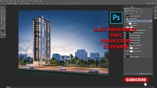 Easy Photoshop Post Production vray next 3dsmax exterior  3ds magic max [upl. by Alleber271]