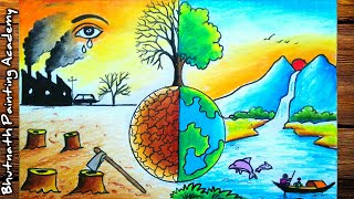 save environment drawingair pollutionearth dayenvironment day poster painting [upl. by Stockton558]