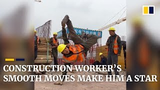 Construction worker’s smooth dance moves make him a star [upl. by Alleuqahs455]