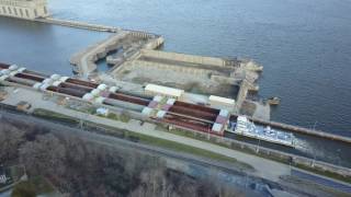 20170226  Large Ingram Barge Towboat Passing Through Lock Of Keokuk Dam [upl. by Ignatz772]