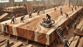 Fast woodworking process creating large and sturdy wooden tables [upl. by Grearson]