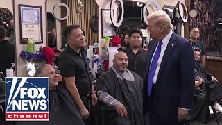 Trump chats with voters in NYC barbershop You guys are the same as me [upl. by Urbano]