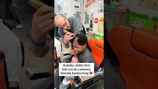 Autistic Childs First Haircut at Autism Friendly Barbershop autism haricut barber [upl. by Siloam]