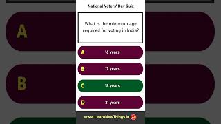 National Voters Day  India Quiz  shorts  8 Questions [upl. by Inajar307]