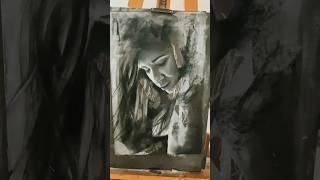 Portrait on black sheet trending drawing art sketch portrait artwork charcoal artist [upl. by Anitnauq]