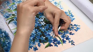 Embroidery by hand for a beautiful embroidery picture  Embroidery Art  Blue Phlox Flowers pattern [upl. by Drarehs]