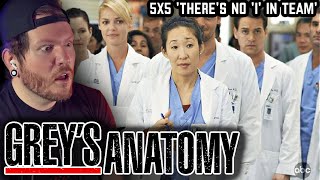 A domino surgery  First time watching Greys Anatomy REACTION 5x5 Theres No I in Team [upl. by Brigham152]