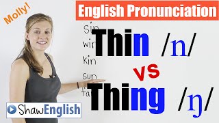 English Pronunciation Thin n vs Thing ŋ [upl. by Calida]