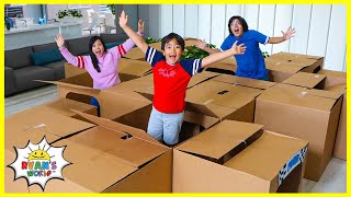 Box Fort Maze Ryans Mystery Playdate at Home Challenge [upl. by Tnias]