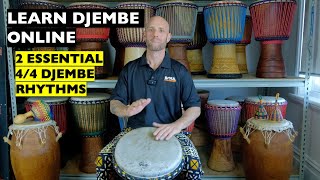 2 ESSENTIAL Djembe Rhythms for beginners in 44  Learn Djembe Online [upl. by Ainsley]