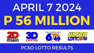 Lotto Result April 7 2024 9pm PCSO [upl. by Brigid288]