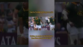 Sacha FeinbergMngomezulu is a fantastic young talent for the Springboks rugby [upl. by Annaiel]