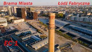 Łódź Fabryczna EC1 i Brama Miasta z lotu drona Lodz Poland drone footage [upl. by Muriah587]