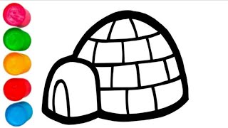 Igloo drawing painting and colouring for kids  Toddler  how to draw igloo [upl. by Eyatnod]