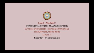 AKTU Digital Education  Instrumental Methods of Analysis  UV Visible Spectroscopy [upl. by Damara]