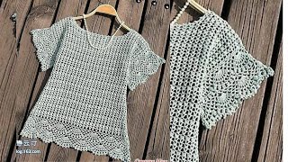 como tejer a crochet blusa elegante ligera y muy facil de realizar [upl. by Yelrak]