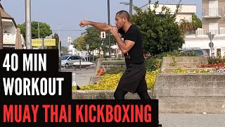 40 Minute Muay Thai Kickboxing Workout [upl. by Jer]