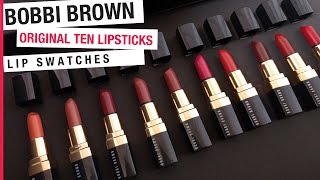 NEW Bobbi Brown Original Ten Lipsticks swatches  spiffykerms [upl. by Mercer]