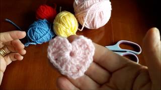 COME FARE CUORICINO UNCINETTO AMIGURUMI APPLICAZIONE [upl. by Dett]