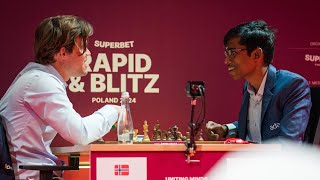 What a blitz game by PraggPraggnanandhaa R vs Magnus CarlsenSuperbet Poland Rapid amp Blitz 2024 [upl. by Dudden549]