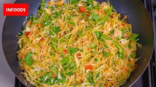 Cabbage Stir Fry Recipe  How to Cook Cabbage Stir Fry  Simple Cabbage Recipes  Infoods [upl. by Yemaj]