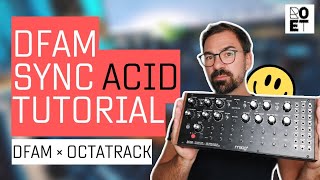 How to sync the Moog DFAM to the Elektron OctatrackMK2  MIDI to CV  ACID JAM  SYNCED BOXES [upl. by Wendi]