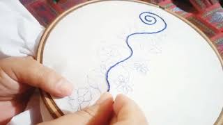 border embroidery design part 1 for biggners embroidery design with basic stitches [upl. by Kempe159]