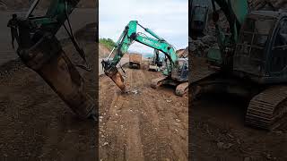 grader kobelco 210 breaker nail cutting [upl. by Eugenle]