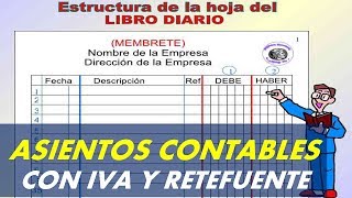 Asientos contables con iva y retefuente  Libro diario [upl. by Goda]