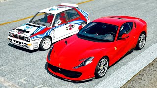 Ferrari Superfast vs Lancia Delta HF Integrale at Top Gear Track [upl. by Riordan]