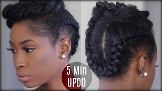 5 MINUTE TWIST BRAIDED UPDO  Natural Protective Hairstyles [upl. by Aihsein]