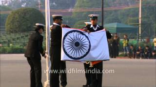 Indian flag folding ceremony followed by Saare Jahan Se Achha [upl. by Acinna]