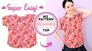 How to sew and draft this super EASY summer top WITHOUT shoulder seams yep  lets get sewing [upl. by Allerie]