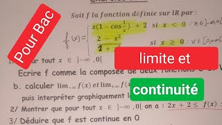 Pour Bac Exercice corrigé  limite et continuité [upl. by Yrahcaz]