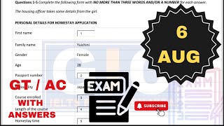 HOME Stay Application IELTS Exam Predictions  6 AUG  GTAC with Answers gicratia exam ielts [upl. by Eeniffar]