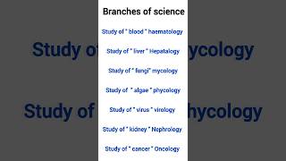 Branches of science youtubeshort viralshort english [upl. by Zara]