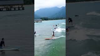 Surfing at Hanalei Bay shortsvideo surfing [upl. by Odrareve736]