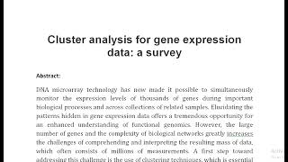 Cluster analysis for gene expression data a survey [upl. by Ariad]