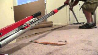 stretching hallway carpet using multiple rods with roberts power lok 10 254 [upl. by Nodnil167]