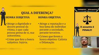 Honra Objetiva e Honra subjetiva qual a diferença [upl. by Osnola]