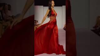 Sherri Hill Red Satin Jumpsuit  Prom Dress Collection quotfor the girlsquot 2024  New York Fashion Week [upl. by Ettenotna]