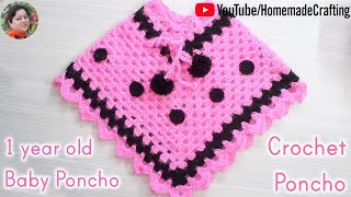 Crochet 1 year old Girls Woolen Poncho [upl. by Aneelehs925]