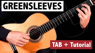 Greensleeves  Guitar Tutorial  TAB [upl. by Eednas342]