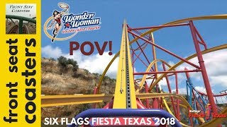 Wonder Woman Golden Lasso RMC Coaster 1st POV at Six Flags Fiesta Texas [upl. by Irod507]