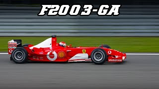 FERRARI F2003GA  Flatout V10 screaming at 18000 rpm [upl. by Lhadnek74]