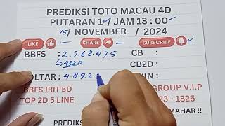 PREDIKSI TOTO MACAU HARI INI 15 NOVEMBER 2024  BOCORAN TOTO MACAU HARI INI  RUMUS JITU TOTOMACAU [upl. by Oiramed]